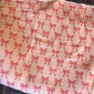 Pink bow print sweatshirt fleece fabric 1 1/8 yard